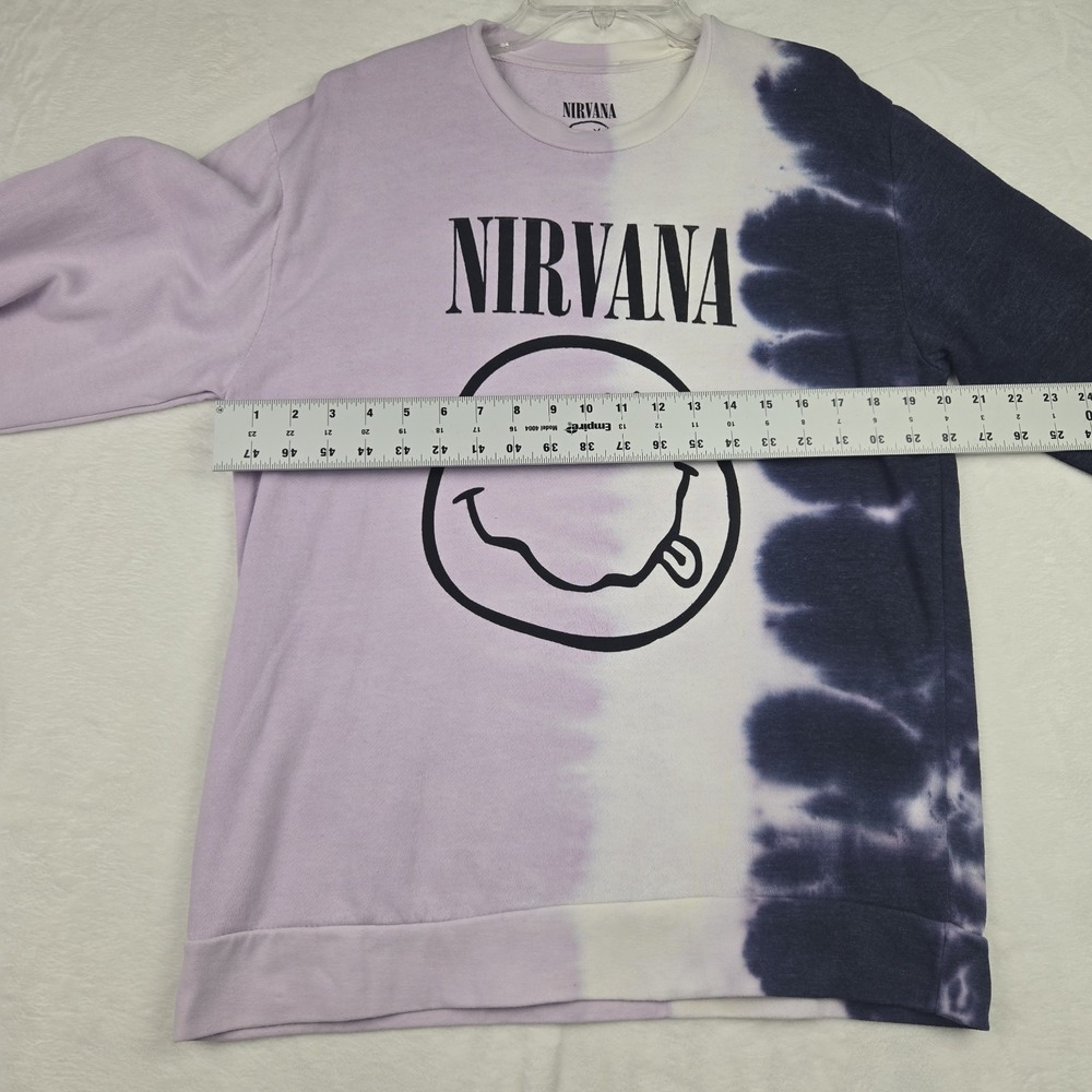 NWOT‎ Nirvana Womens Purple White Tie Dye Sweatshirt Size Large Smiley Face 90s - Picture 6 of 8